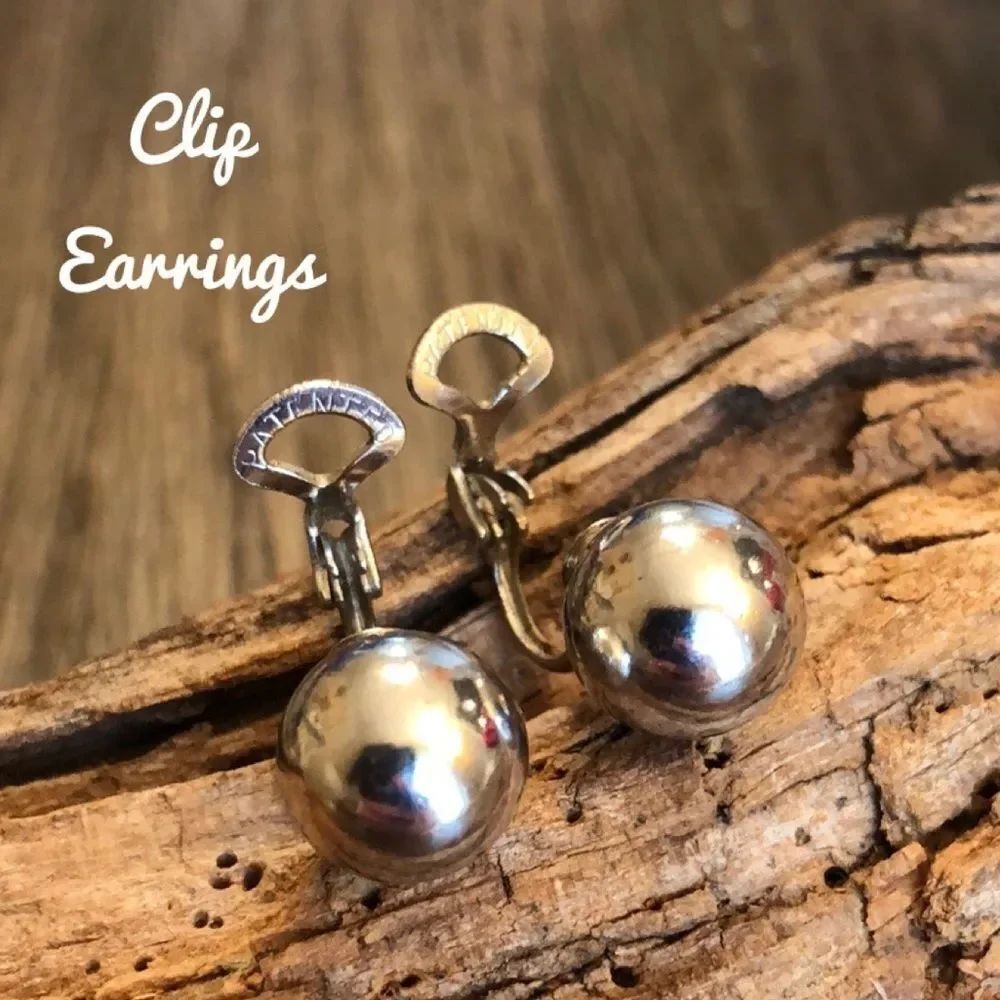 Silvertone 9-10mm Ball Clip Earrings